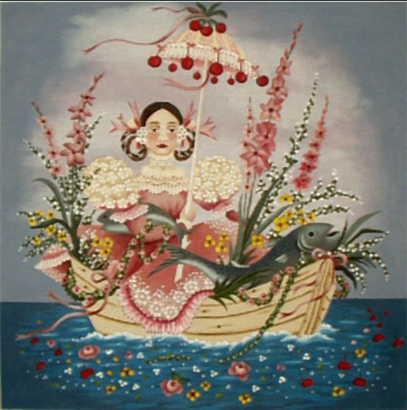 Melissa Shirley Designs Girl in a Boat JJ Needlepoint Canvas
