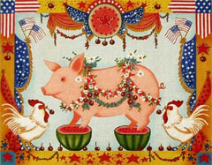 Melissa Shirley Designs 4th of July Pig Needlepoint Canvas