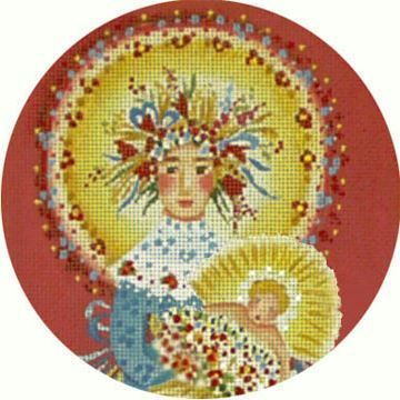 Melissa Shirley Designs Strawflower Madonna Round Needlepoint Canvas