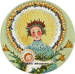 Melissa Shirley Designs Blue & Yellow Madonna Round Needlepoint Canvas