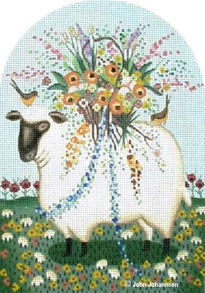 Melissa Shirley Designs Lamb and Eggs Needlepoint Canvas