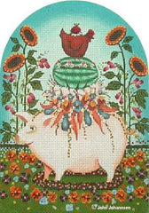 Melissa Shirley Designs Pansy Pig Needlepoint Canvas
