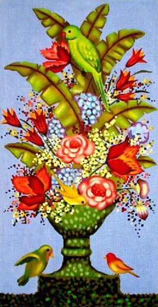 Melissa Shirley Designs Parrot Bouquet Needlepoint Canvas