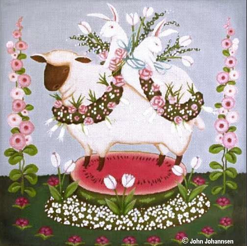 Melissa Shirley Designs Bunny Lamb Needlepoint Canvas