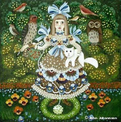 Melissa Shirley Designs John Johannsen Bird Girl Needlepoint Canvas