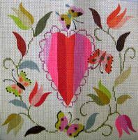 PLD Designs Butterfly Heart Needlepoint Canvas