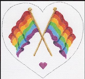 Kate Dickerson Needlepoint Collections Holiday Series Mini Pride Month Rainbow Flag June Needlepoint Canvas