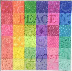 Kate Dickerson Needlepoint Collections Peace and Love Rainbow Patchwork Needlepoint Canvas