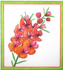 Kate Dickerson Needlepoint Collections Kate Mason Gorse Bitter Pea Pinks Greens and Oranges Needlepoint Canvas