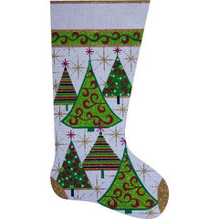 Alice Peterson Co. Gold Christmas Trees Stocking Needlepoint Canvas