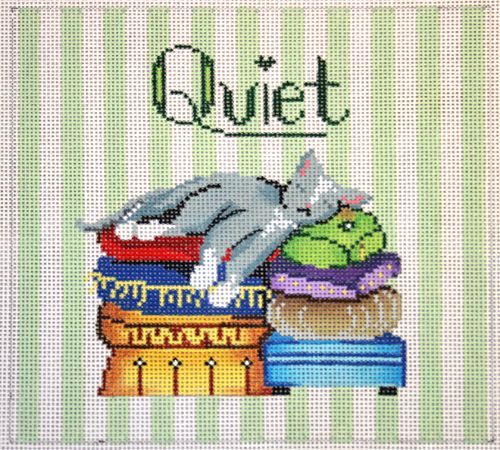 Patti Mann Sign Quiet Kitty on Pillows Needlepoint Canvas