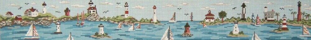 Needle Crossings Lighthouses of the East Coast Panorama Needlepoint Canvas