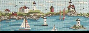 Needle Crossings Lighthouses of the East Coast Panorama Needlepoint Canvas