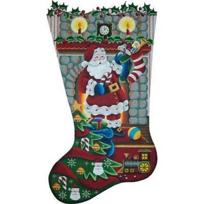 Rebecca Wood Designs Stockings on the hearth 18M Needlepoint Canvas