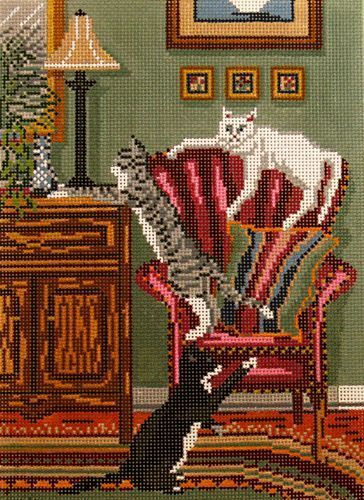 Needle Crossings Cats at Home Needlepoint Canvas