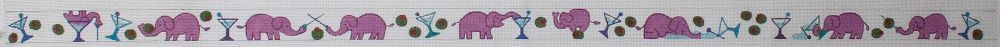 The Meredith Collection One Too Many Martinis Pink Elephants Belt Needlepoint Canvas