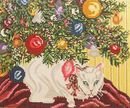 Needle Crossings Snow under Christmas Tree Needlepoint Canvas