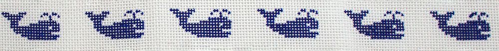 The Meredith Collection Whales Navy Belt Needlepoint Canvas