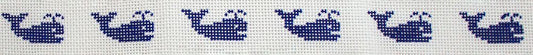 The Meredith Collection Whales Navy Belt Needlepoint Canvas