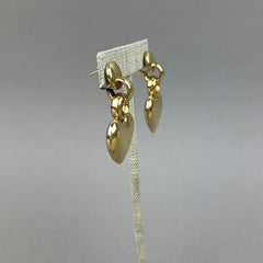 Vintage 1980s Large 14k Gold Puffy Heart & Link Omega Back Earring