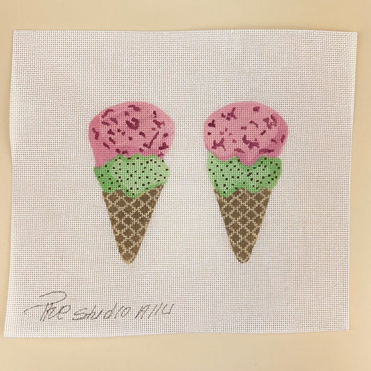 The Studio Midwest Ice Cream Cone Scissor Case Needlepoint Canvas