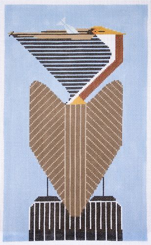 Charley Harper Brown Pelican Needlepoint Canvas