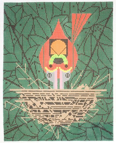 Charley Harper Cardinal Cradle Needlepoint Canvas