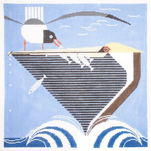 Charley Harper Pelican Pantry Needlepoint Canvas