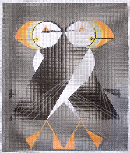 Charley Harper Puffins Passing Needlepoint Canvas