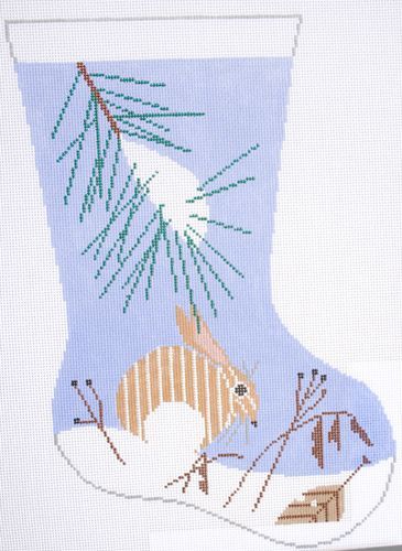 Charley Harper Snow Bunny Stocking Needlepoint Canvas