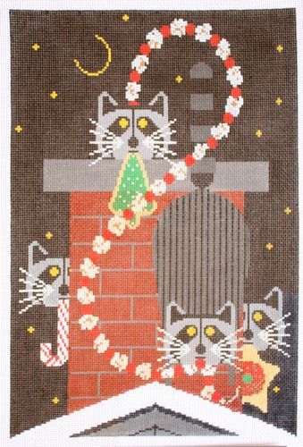 Charley Harper Christmas Caper Needlepoint Canvas