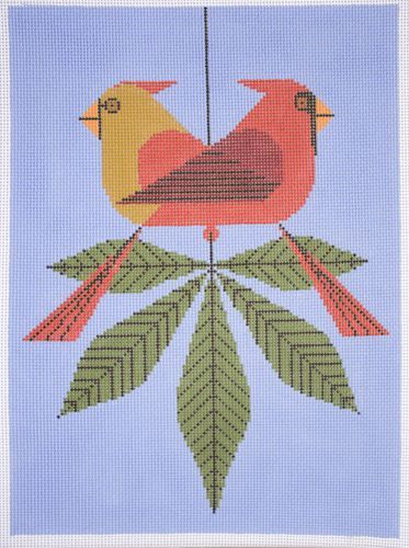 Charley Harper Cardinals Consorting Needlepoint Canvas