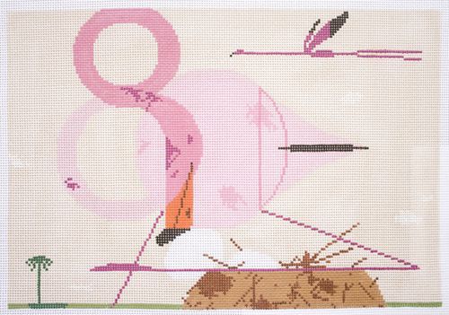 Charley Harper Flamingoes Needlepoint Canvas