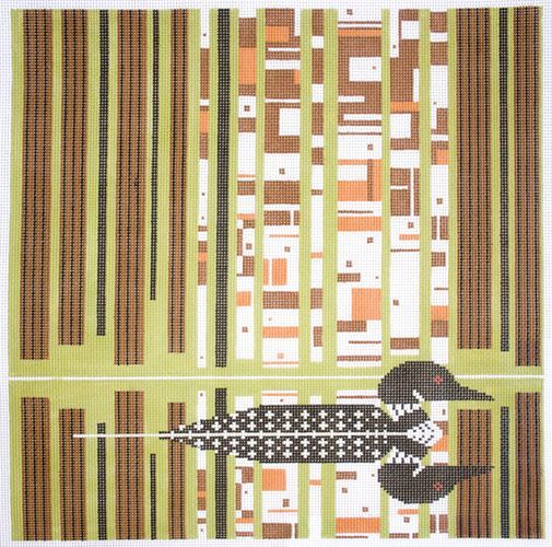 Charley Harper Loonscape Needlepoint Canvas