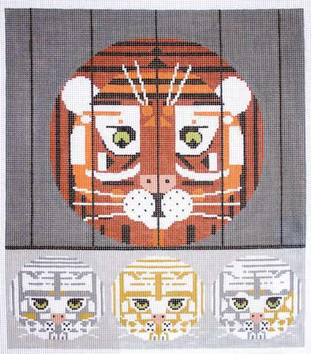 Charley Harper Tiger & Cats Needlepoint Canvas