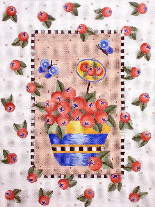 JP Needlepoint Red Berry with Pail Needlepoint Canvas