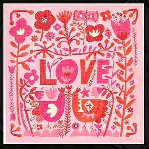 Kate Dickerson Needlepoint Collections Carolyn Gavin Love with Flowers and Chickens Pinks and Reds Needlepoint Canvas