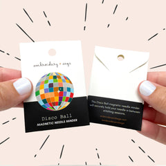 Embroidery and Sage Disco Ball Needle Minder