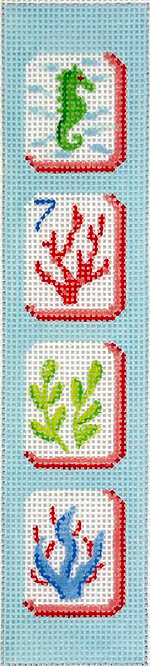 Kate Dickerson Needlepoint Collections Key Fob Mahjong Tiles Coral Reef Needlepoint Canvas