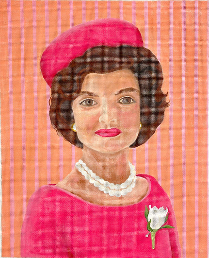 Kate Dickerson Needlepoint Collections Elegant Jackie In Pillbox Hat Needlepoint Canvas