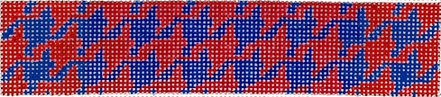 Kate Dickerson Needlepoint Collections Key Fob Houndstooth Navy and Red Needlepoint Canvas
