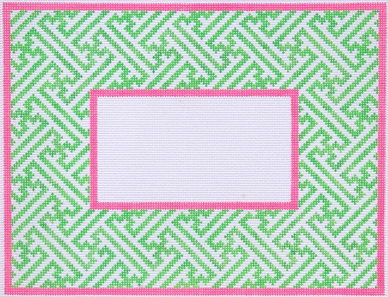 Kate Dickerson Needlepoint Collections Chinoiserie with Mono Space - Green & Pink Needlepoint Canvas