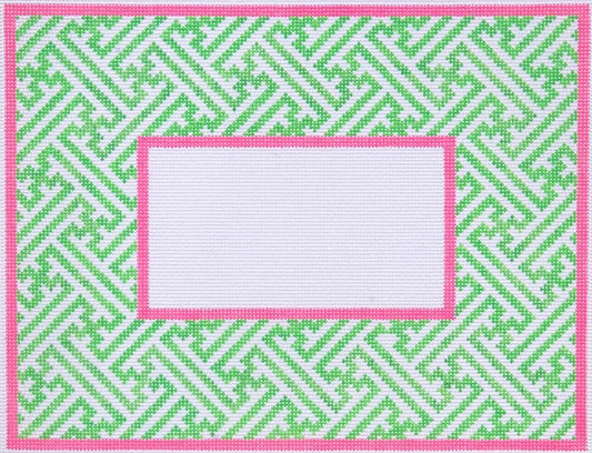 Kate Dickerson Needlepoint Collections Chinoiserie with Mono Space - Green & Pink Needlepoint Canvas