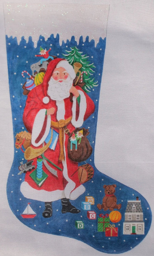 Kate Dickerson Needlepoint Collections Stocking Victorian Santa with Toys Needlepoint Canvas