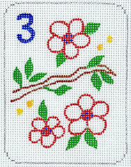 Kate Dickerson Needlepoint Collections Mini Mahjong Tile - Flowers & Branch Needlepoint Canvas