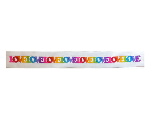 Kate Dickerson Needlepoint Collections Wide Belt - Lovelovelove… - Overlapping Letters In Rainbow Colors Needlepoint Canvas