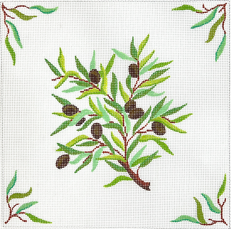 Kate Dickerson Needlepoint Collections Tefillin Bag Olive Branch Needlepoint Canvas