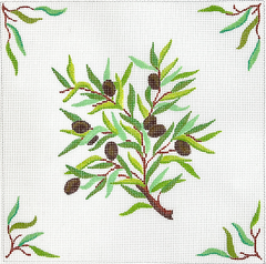 Kate Dickerson Needlepoint Collections Tefillin Bag Olive Branch Needlepoint Canvas