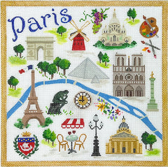 Kate Dickerson Needlepoint Collections Paris Landmarks Collage Needlepoint Canvas