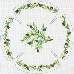 Kate Dickerson Needlepoint Collections Kippah - Olive Branches Needlepoint Canvas